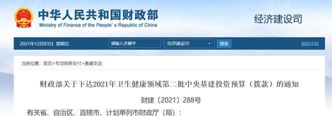 杏彩体育，277亿下发！配置大批医疗设备